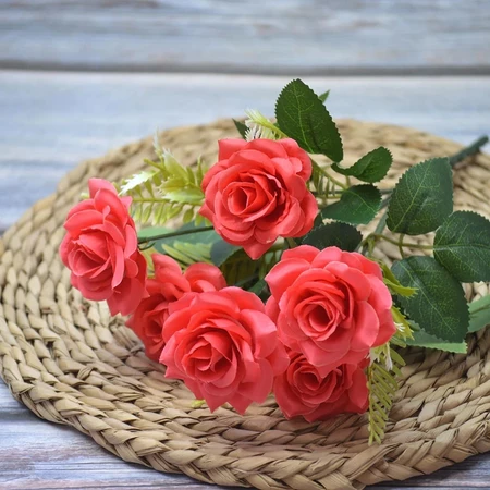 Bunga Plastik Rose 7 Kuntum Mawar Hias Artificial - Gambar 3