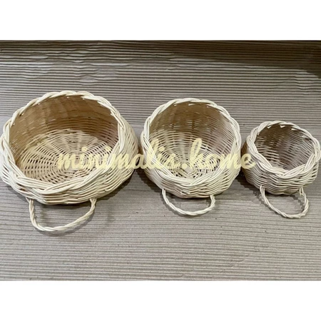 Pot / Vas Bunga Rotan Dinding Tempel Gantung Daun Juntai Bunga Ramba - Gambar 2