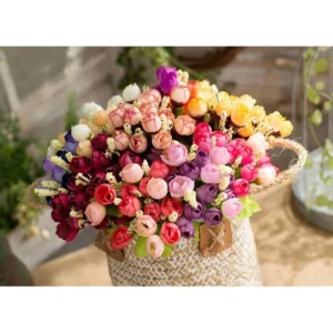 Bunga Mawar Kuncup Kecil Rose Mini Plastik Bunga Artificial Tanpa Pot