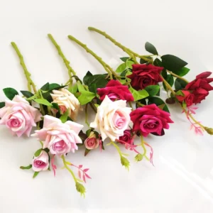 Bunga Mawar Premium Plastik Rose Warna Soft Kuntum Tangkai Rose Artificial