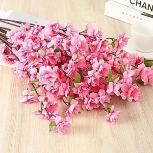 Bunga Cherry Blossom Tangkai Plastik Daun Sakura Artificial Wedding Backdrop Wisteria Rambat Juntai