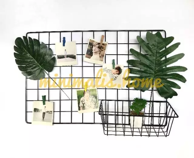 Keranjang Besi / Hijang 52x35 Memo Organizer Dekorasi Rak Dinding Gantung Foto Minimalis.Home - Gambar 3