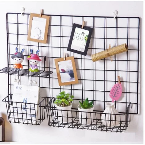 Keranjang Besi / Hijang 52x35 Memo Organizer Dekorasi Rak Dinding Gantung Foto Minimalis.Home - Gambar 4
