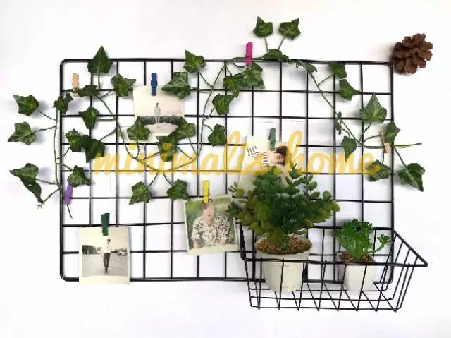 Keranjang Besi / Hijang 52x35 Memo Organizer Dekorasi Rak Dinding Gantung Foto Minimalis.Home - Gambar 2