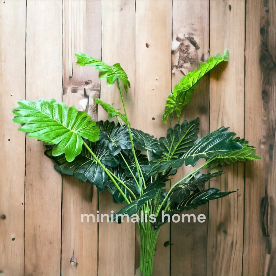 Daun Monstera Tangkai Tanpa Pot Tanaman Hias Plastik Bunga Artificial Dekorasi Hijang