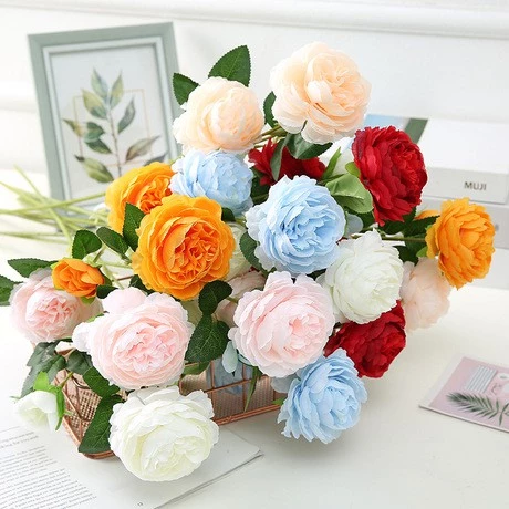 Bunga Peony Tangkai Tanaman Hias Artificial - Gambar 3
