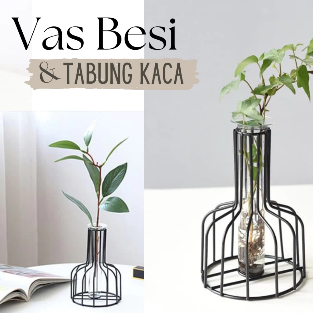 Vas Besi Meja Untuk Kantor Bunga Artificial Vas Dinding Belajar Tabung Minimalis Home - Gambar 4