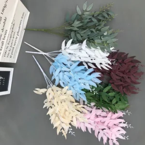 Daun Willow Artificial 5 Cabang Wilow Leaf Plastik Ruskus Uang Eukaliptus Untuk Dekorasi