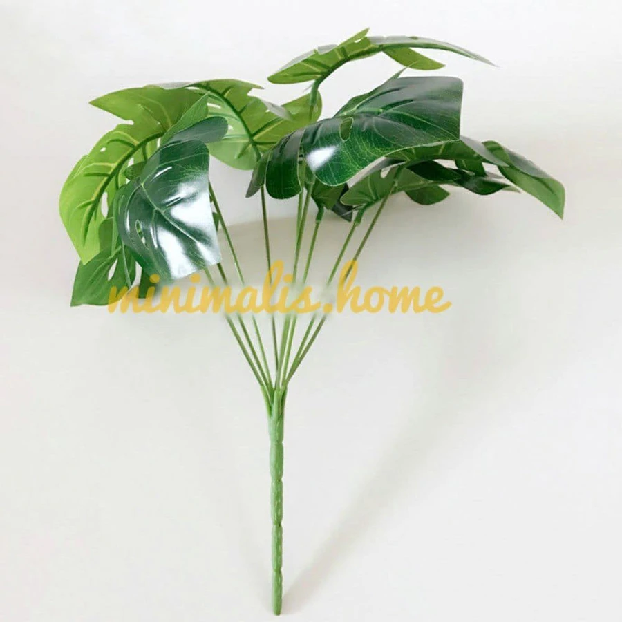 Daun Monstera Tangkai Tanpa Pot Tanaman Hias Plastik Bunga Artificial Dekorasi Hijang - Gambar 4