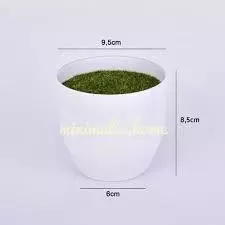 Pot Plastik Model Bulat untuk Tanaman Hias dan Vas Bunga Artificial Putih Include Busa Lumut Palsu