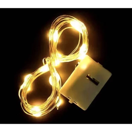 Lampu LED Kawat Free Baterai Panjang 1m Warm White Hias Tumbler Dekorasi Hijang Batre Minimalis Home