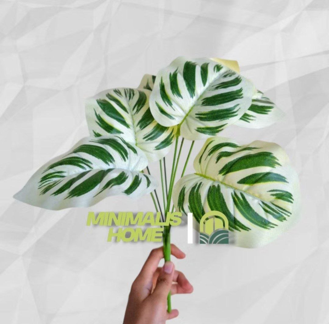 Daun Monstera Tangkai Size S Tanpa Pot Tanaman Hias Plastik Bunga Artificial Dekorasi Hijang - Gambar 4