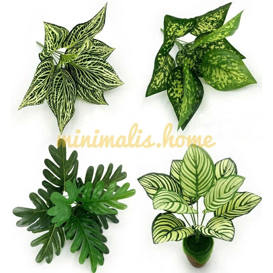 Tanaman Hias Palsu Varian B Tanpa Pot Daun Monstera Plastik Philodendron Artificial Minimalis Home