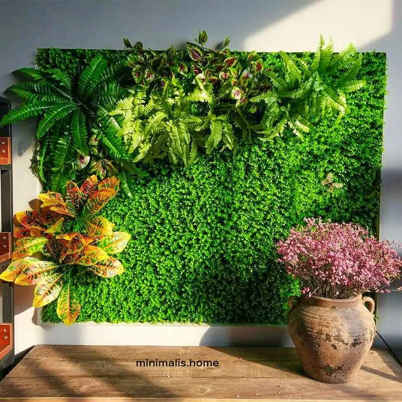 Rumput Dinding Sintetis Daun Hias Sintesis Dekorasi Dinding Artificial Rumput Plastik