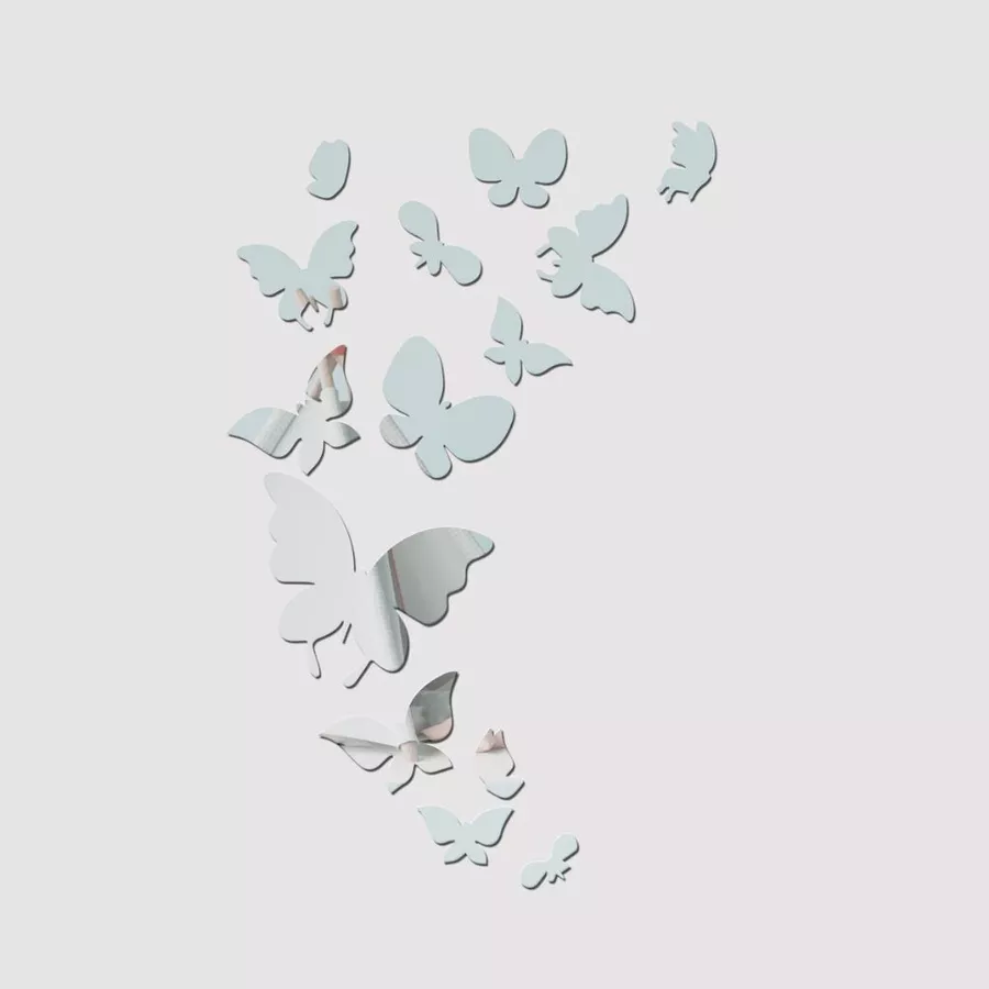 Kupu Cermin Sticker Warna Silver Gold 3D Stiker Acrylic Dinding Kaca Akrilik - Gambar 3