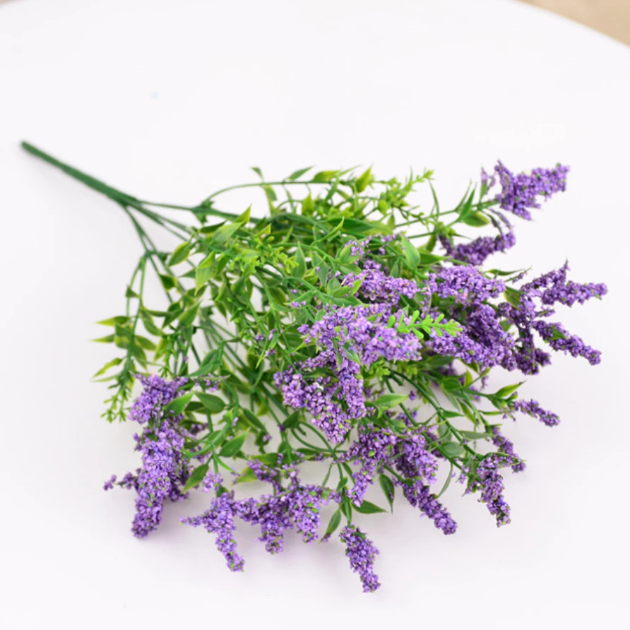 Bunga Lavender Foam dengan Daun 5 Cabang Warna Polos