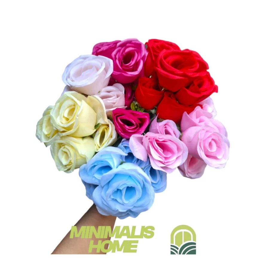 Bunga Mawar Rose Plastik 6 Cabang Artificial Minimalis Home And Decoration